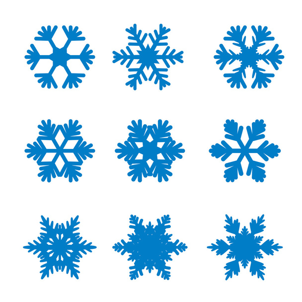 Zestaw niebieskich płatków śniegu - Wektor, obraz