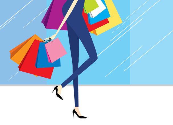 Vektorfrau mit Einkaufstüten - Vektor, Bild