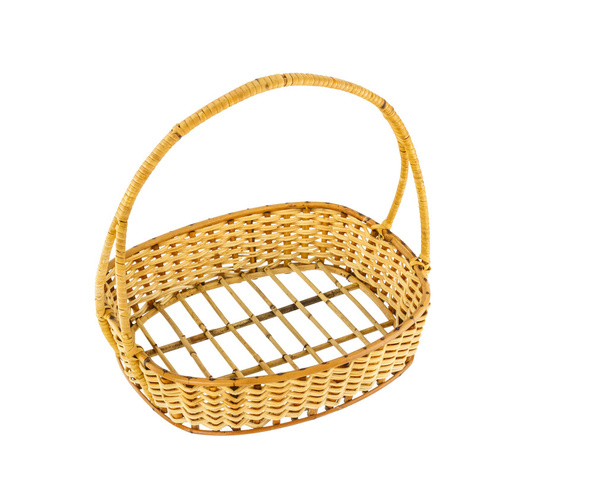 Empty wicker basket isolated on white background - Photo, Image