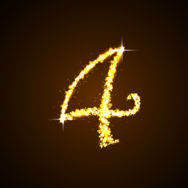 Номер четыре блестящих золотых звезд
 - Вектор,изображение
