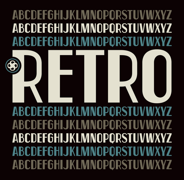 Retro stílusú sans serif betűtípus - Vektor, kép