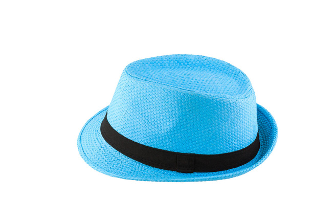 Sombrero tejido azul aislado sobre fondo blanco
 - Foto, Imagen