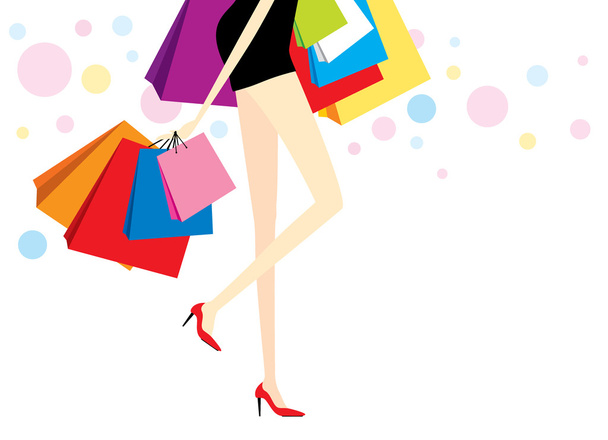 Vector woman with shopping bags - Vettoriali, immagini