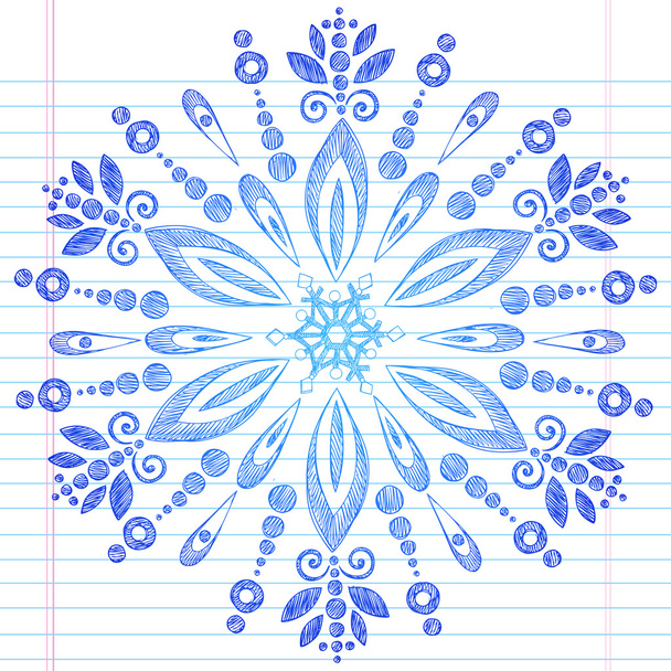 Snowflake Winter Sketchy Doodle Vector
 - Вектор,изображение