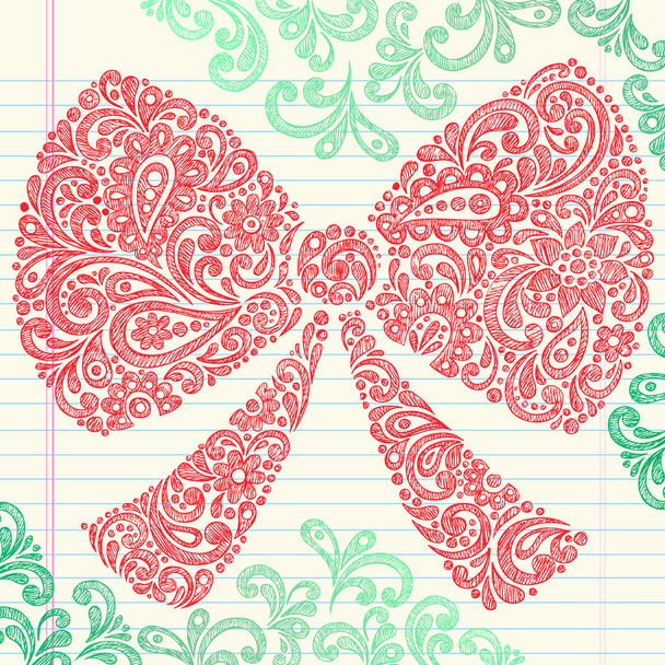 Christmas Bow Sketchy Doodles - Vector, Image