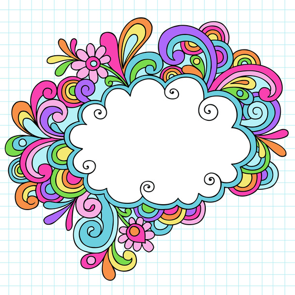 Nube psicodélica Discurso burbuja portátil Doodle Vector
 - Vector, imagen