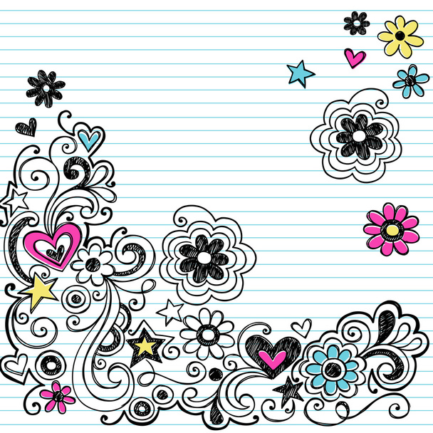 Sketchy Marker Flower Doodles Diseño vectorial
 - Vector, imagen