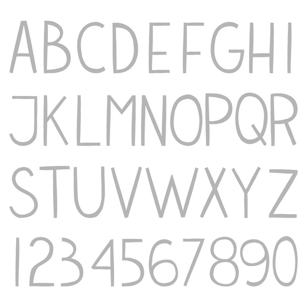 Full hand drawn alphabet with numbers. - Vektor, Bild