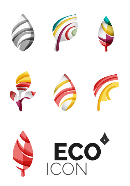 Set of abstract eco leaf icons - Vector, Image