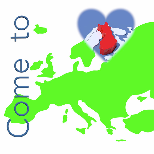 Прийти до Фінляндії з Європа карта - Фото, зображення