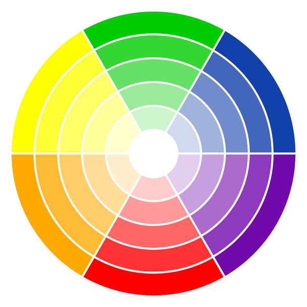color wheel 6-colors - Vector, Image