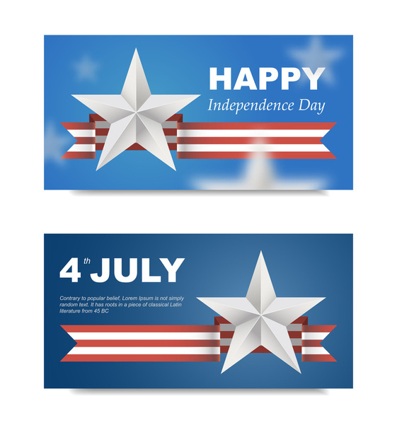 Banners with flag for US Independence Day. - Vecteur, image