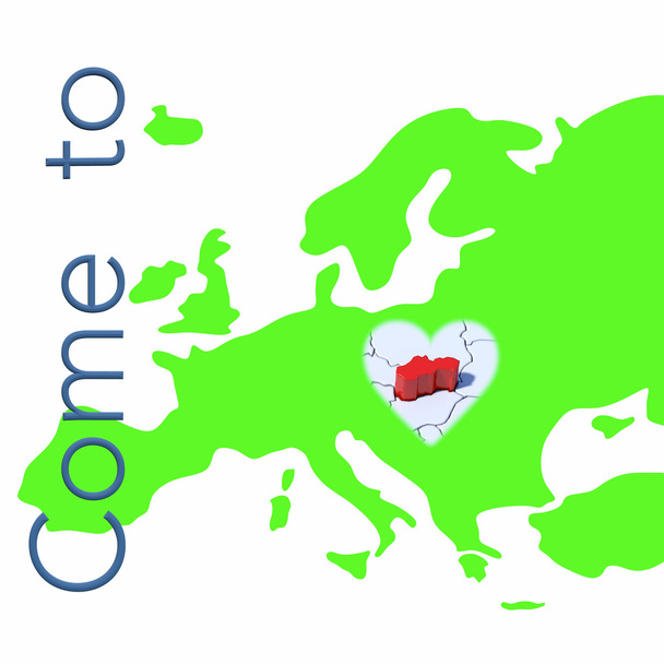 Komen tot Slowakije met kaart van Europa - Foto, afbeelding