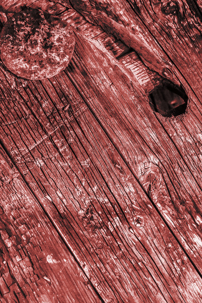 Old Weathered Rotten Cracked Wood Stained Red Grunge Surface Texture - Photo, image