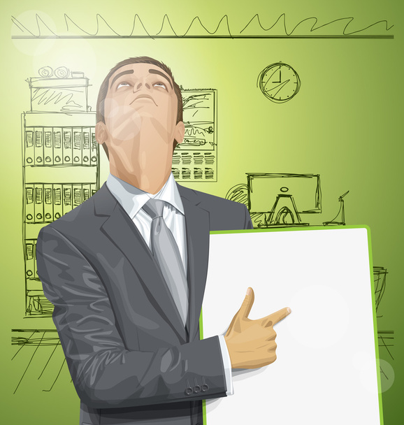 businessman holding blank board - Vector, Image