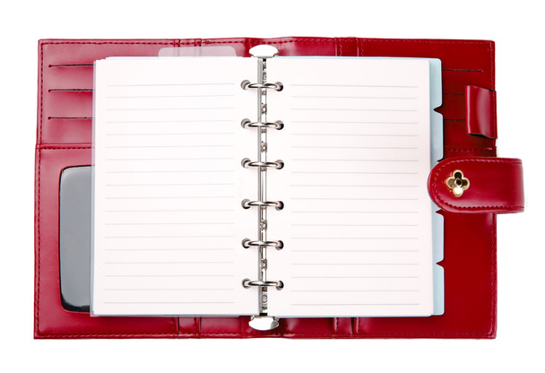 Open blank red leather planner - Photo, Image