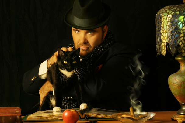 homem com gato - Foto, Imagem
