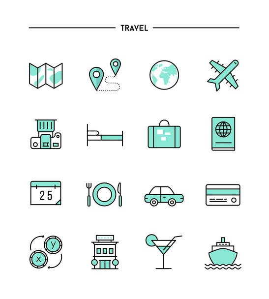 Conjunto de ícones de viagem
 - Vetor, Imagem