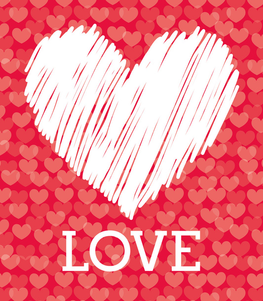 Romantická láska design s červenými srdci - Vektor, obrázek