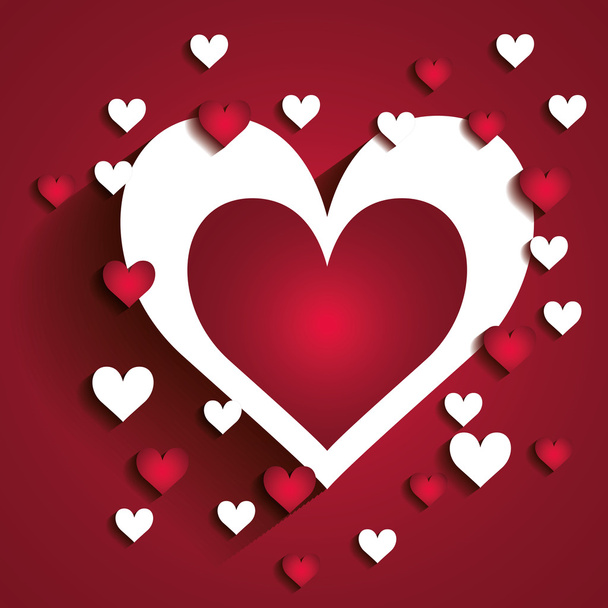 Romantic love design with red hearts - Vector, Image