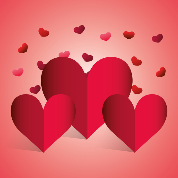 Romantic love design with red hearts - Vector, imagen