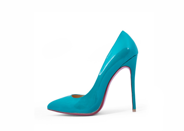 Female turquoise high-heeled shoes - Photo, Image