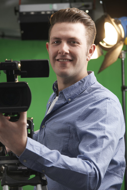 Portrait Of Cameraman Working In Television Studio - Photo, Image