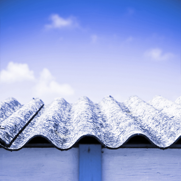 Detal olf niebezpiecznego azbestu dach - Zdjęcie, obraz