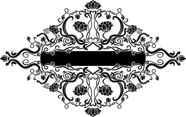 zwarte filigraan floral banner - Vector, afbeelding