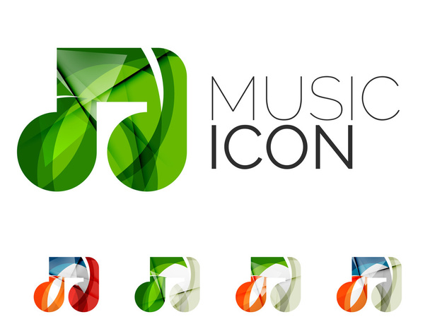 Set of abstract music note icon, business logotype concepts, clean modern geometric design - Vector, Image