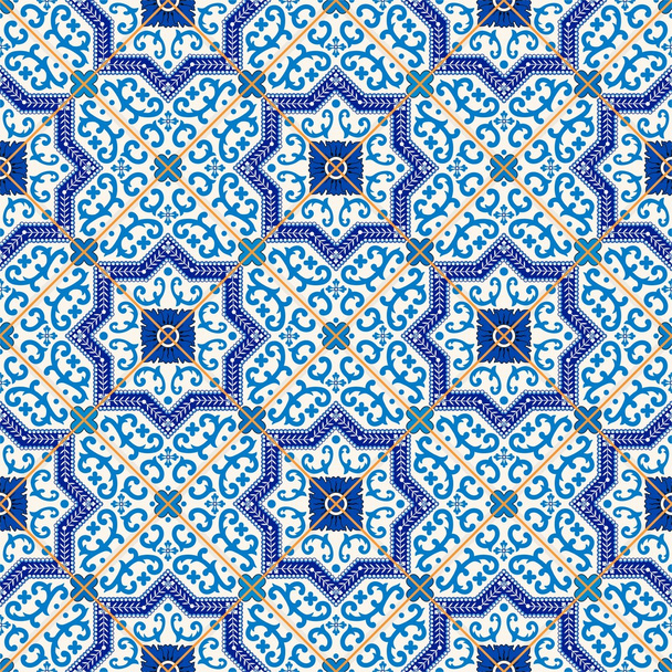 Gorgeous seamless pattern from Moroccan tiles - Vektör, Görsel