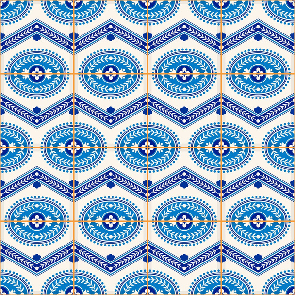 Gorgeous seamless pattern from Moroccan tiles - Vektör, Görsel