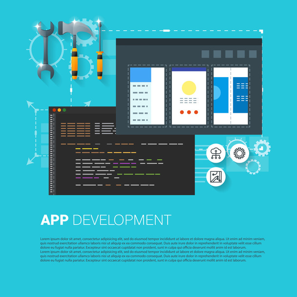 app development and coding process - Vector, Image