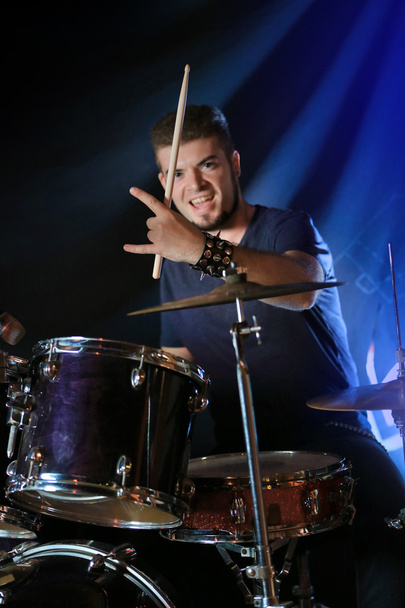 Drummer playing drums  - Photo, image