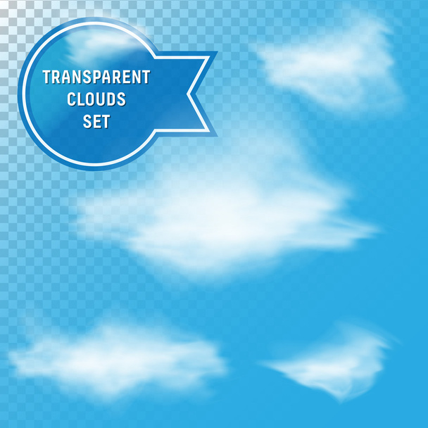 Transparante wolken set - Vector, afbeelding