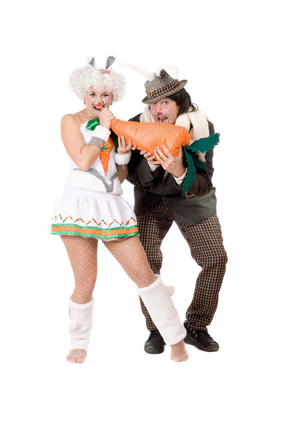 Funny couple dressed as rabbits - Fotó, kép