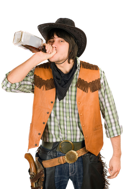 Cowboy buvant du whisky
 - Photo, image