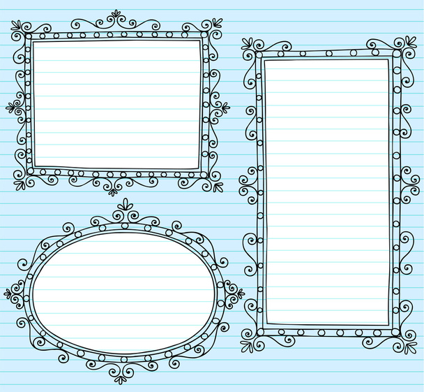 Swirly Frames and Borders Notebook Doodles Vector Set - Vector, Image