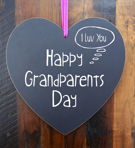Happy Grandparents Day Heart Shape Blackboard - Photo, Image
