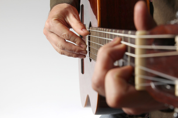 in the chord playing classical guitar closeup - Photo, Image