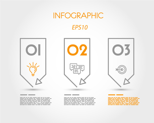 linear infographic three stickers - Vetor, Imagem