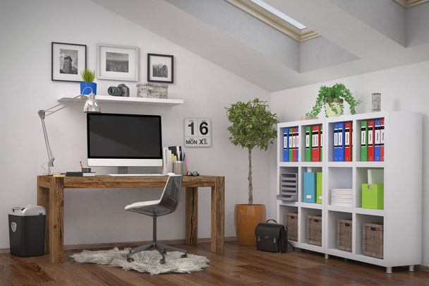 3D rendering - modern munkahelyi - otthoni iroda - Fotó, kép
