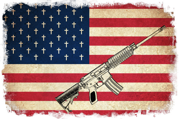 Death Flag of USA with guns - Φωτογραφία, εικόνα