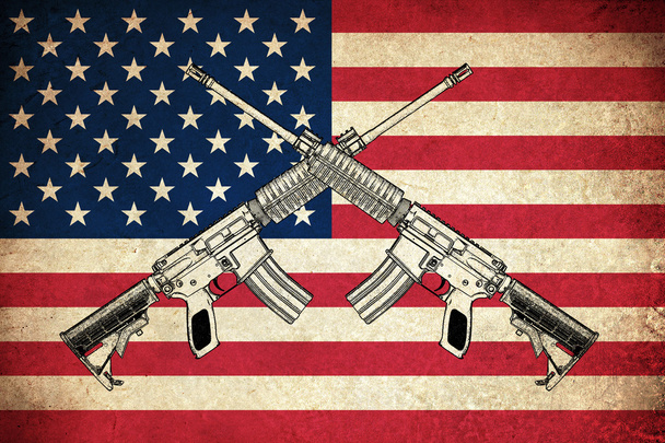 Grunge Flag of USA with guns - Φωτογραφία, εικόνα