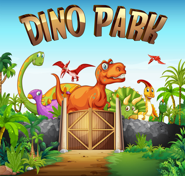 Парк повний динозаврів
 - Вектор, зображення