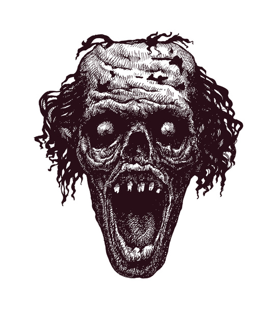 Cabeza de zombi, dibujado a mano, vector eps8
 - Vector, imagen