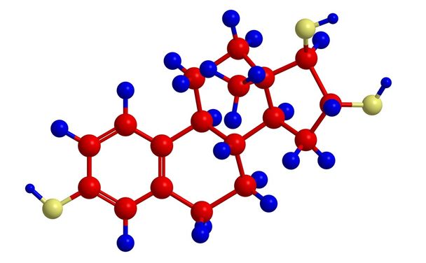 Estructura molecular de la hormona estriol
 - Foto, imagen