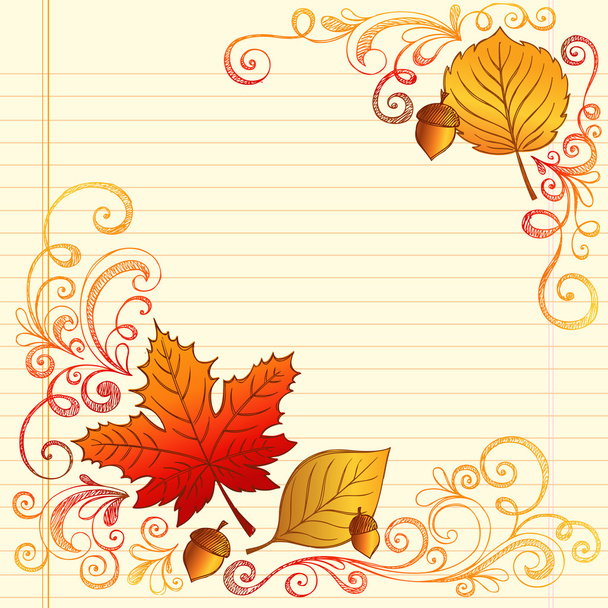 Volver a la escuela Doodles incompletos hojas de otoño
 - Vector, Imagen