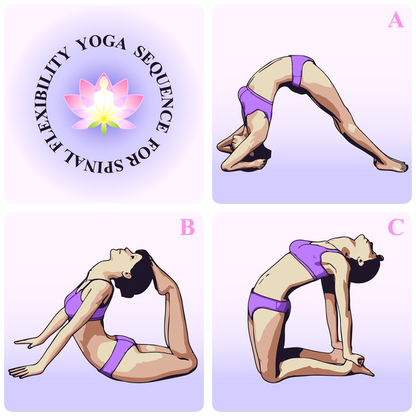YOGA Sequence for Spinal Flexibility - Vector, Image