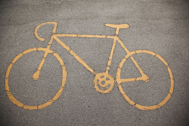 ondertekenen een fietspad op de stoep - Foto, afbeelding